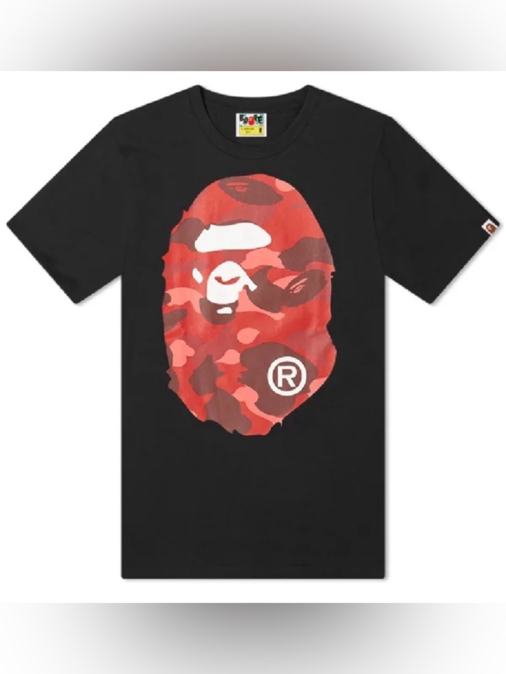 NEW BAPE A Bathing Ape College Colour Camo Big Ape Head Tee T-Shirt Black Red XL